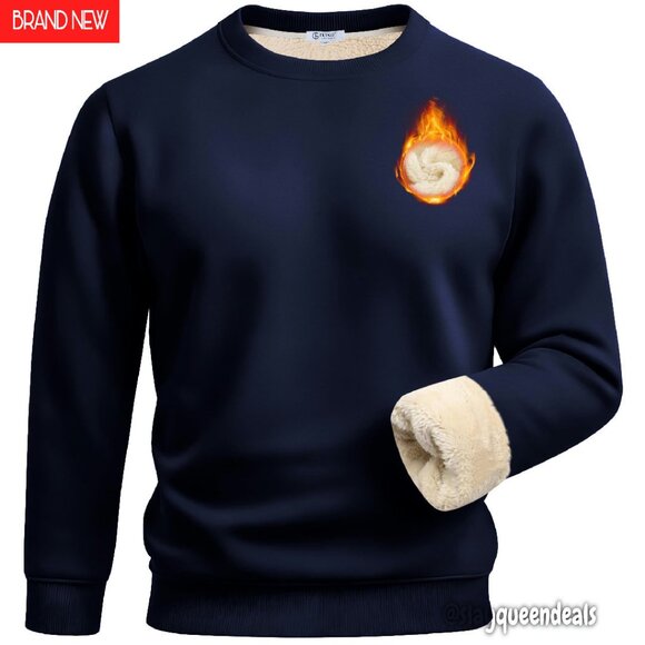 Men's Heavyweight Sherpa Lined Fleece Pullover Sweatshirt Thermal